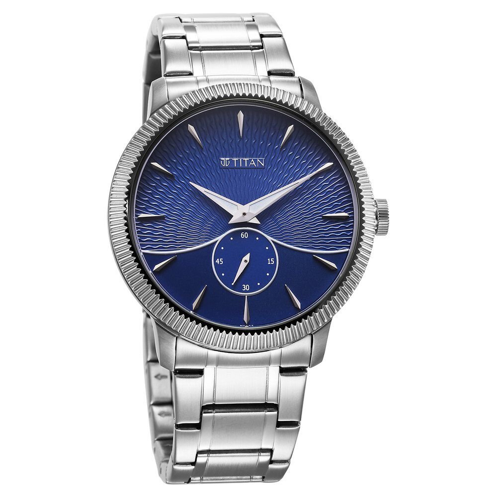 Titan Regalia Opulent Quartz Analog Blue Dial Silver Stainless Steel Strap Watch for Men - The Watch Factory ®