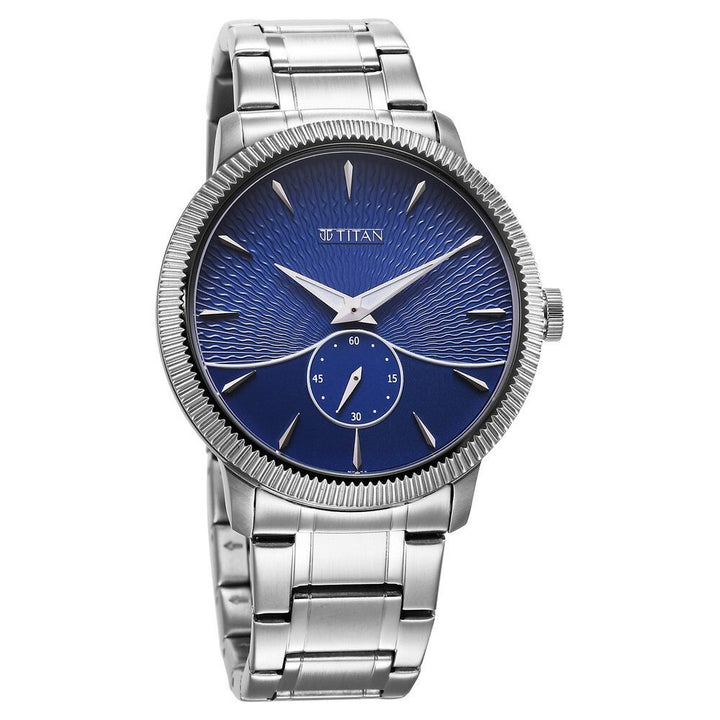 Titan Regalia Opulent Quartz Analog Blue Dial Silver Stainless Steel Strap Watch for Men - The Watch Factory ®