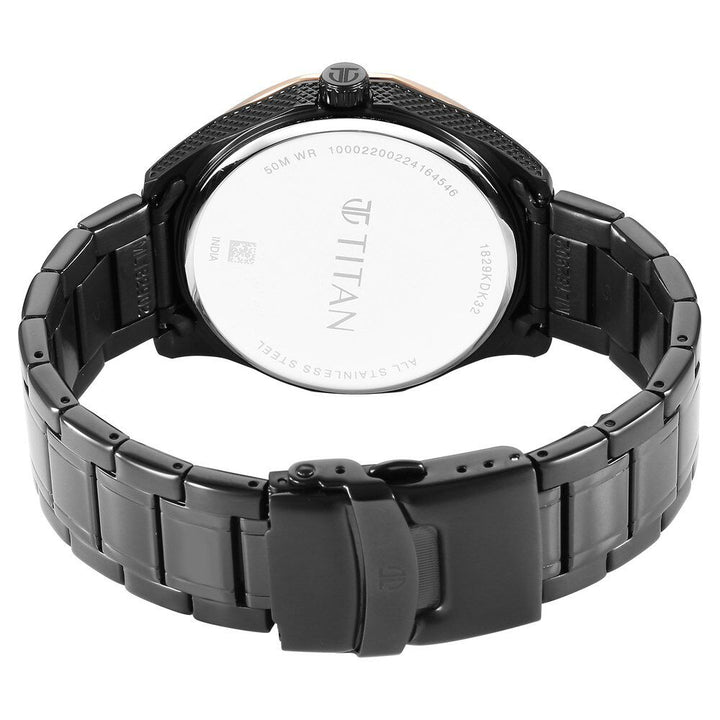 Titan Regalia Opulent Quartz Analog with Date Black Dial Black Stainless Steel Strap Watch for Men 1829KM04