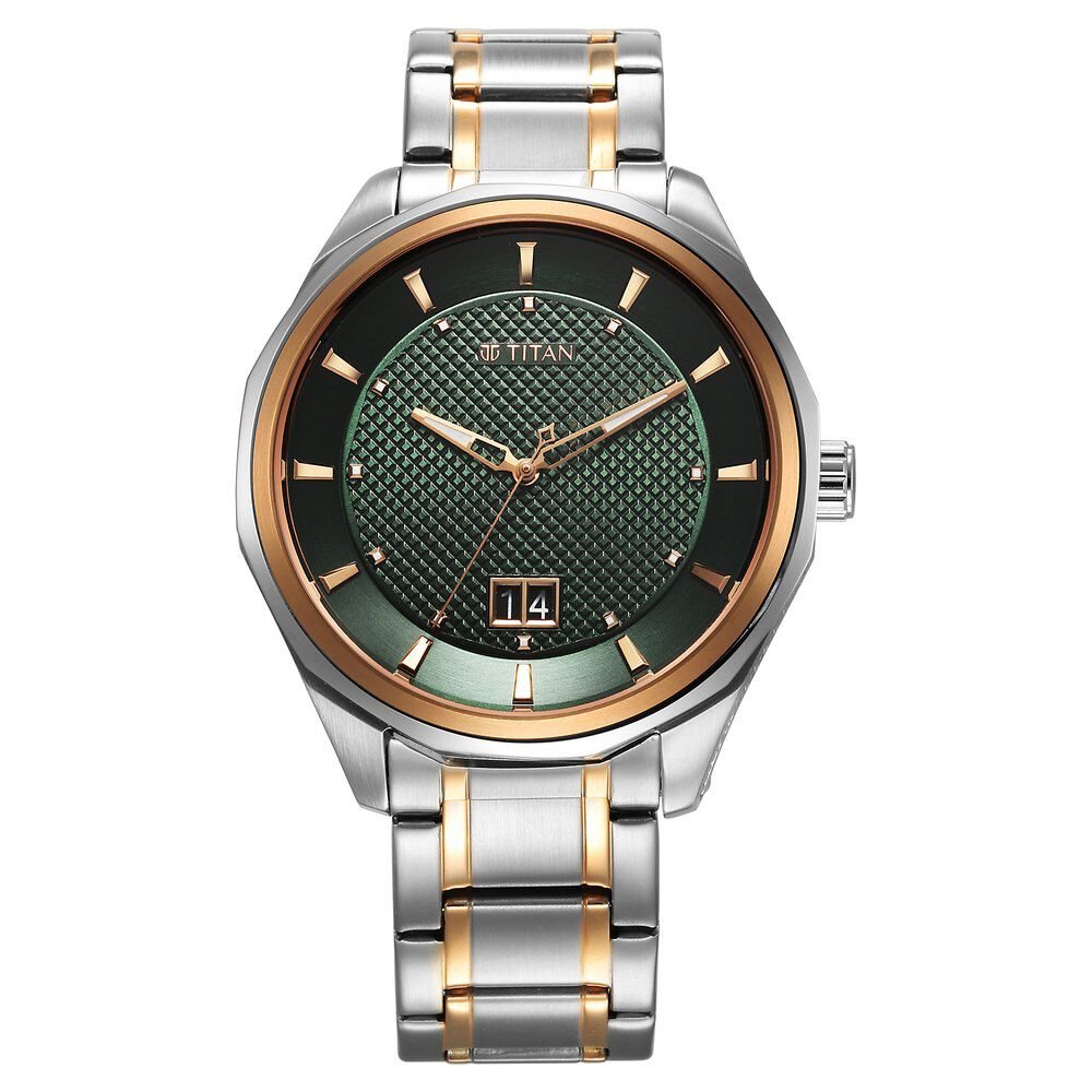 Titan Regalia Opulent Quartz Analog with Date Green Dial With Two Toned Stainless Steel Strap Watch For Men - The Watch Factory ®