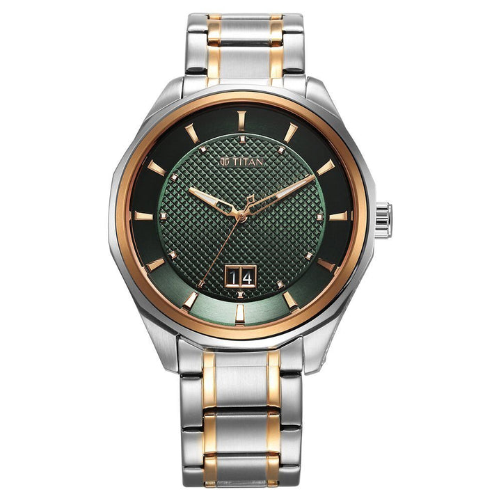 Titan Regalia Opulent Quartz Analog with Date Green Dial With Two Toned Stainless Steel Strap Watch For Men - The Watch Factory ®