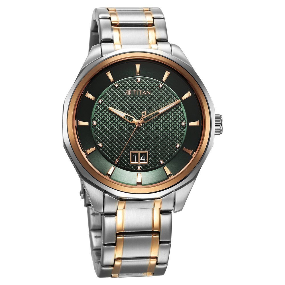 Titan Regalia Opulent Quartz Analog with Date Green Dial With Two Toned Stainless Steel Strap Watch For Men - The Watch Factory ®