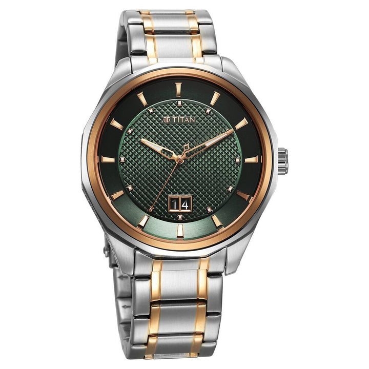 Titan Regalia Opulent Quartz Analog with Date Green Dial With Two Toned Stainless Steel Strap Watch For Men - The Watch Factory ®