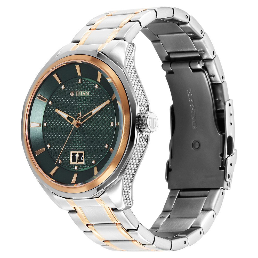 Titan Regalia Opulent Quartz Analog with Date Green Dial With Two Toned Stainless Steel Strap Watch For Men - The Watch Factory ®