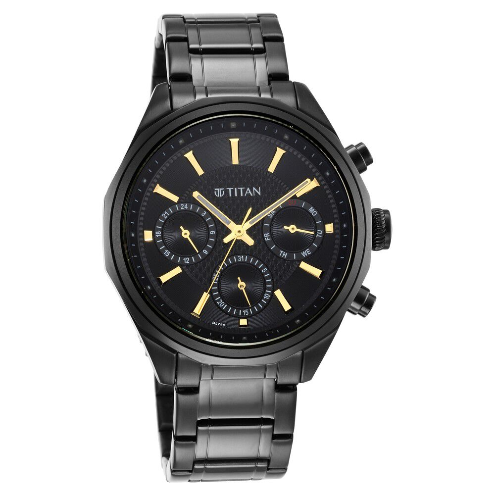 Titan Regalia Opulent Multifunction Black Dial Black Stainless Steel Strap Watch For Men - The Watch Factory ®