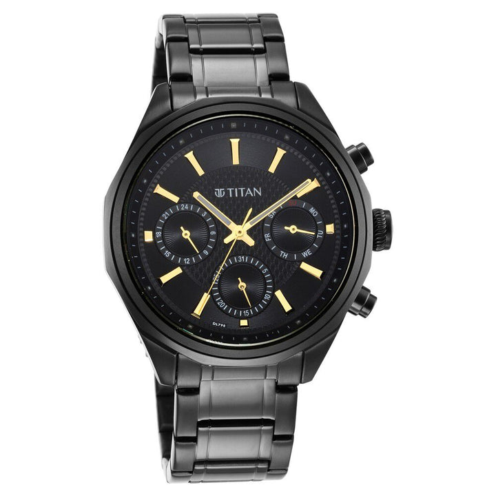 Titan Regalia Opulent Multifunction Black Dial Black Stainless Steel Strap Watch For Men - The Watch Factory ®