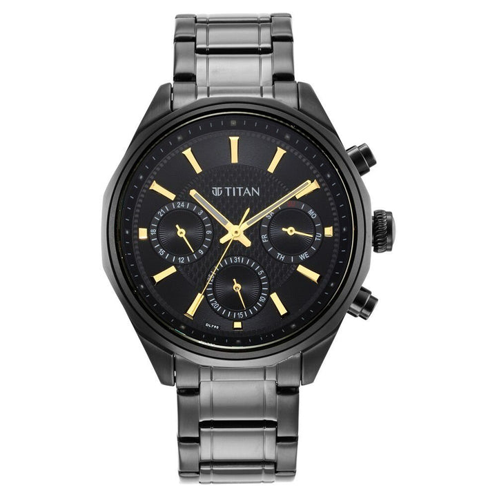 Titan Regalia Opulent Multifunction Black Dial Black Stainless Steel Strap Watch For Men - The Watch Factory ®