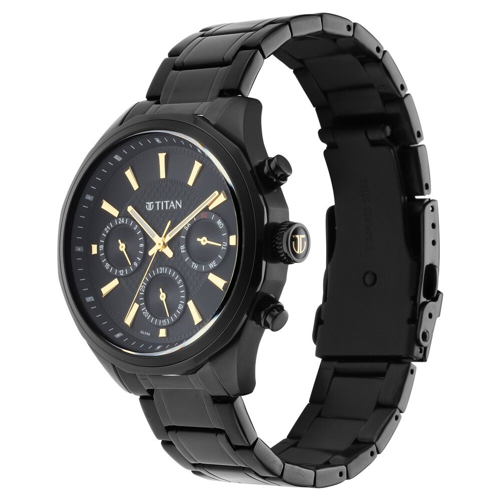 Titan Regalia Opulent Multifunction Black Dial Black Stainless Steel Strap Watch For Men - The Watch Factory ®