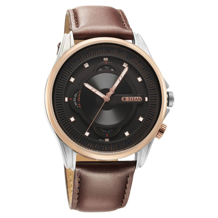 Titan Techno Beats Black Dial Analog with Day and Date Steel Strap Watch for Men - The Watch Factory ®