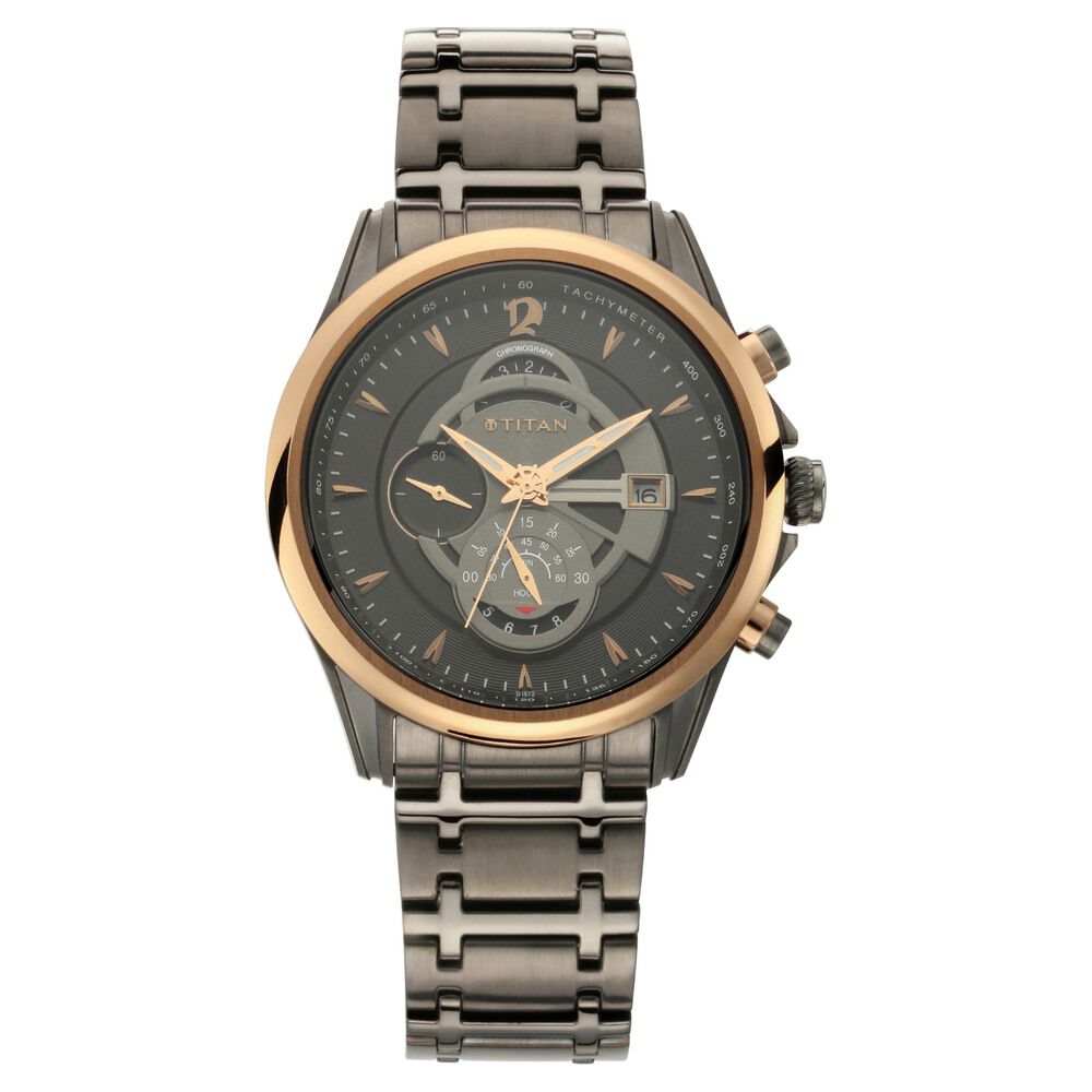 Titan Maritime Anthracite Chronograph Stainless Steel Strap watch for Men - The Watch Factory ®