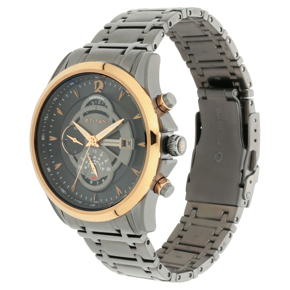 Titan Maritime Anthracite Chronograph Stainless Steel Strap watch for Men NS1830KM01