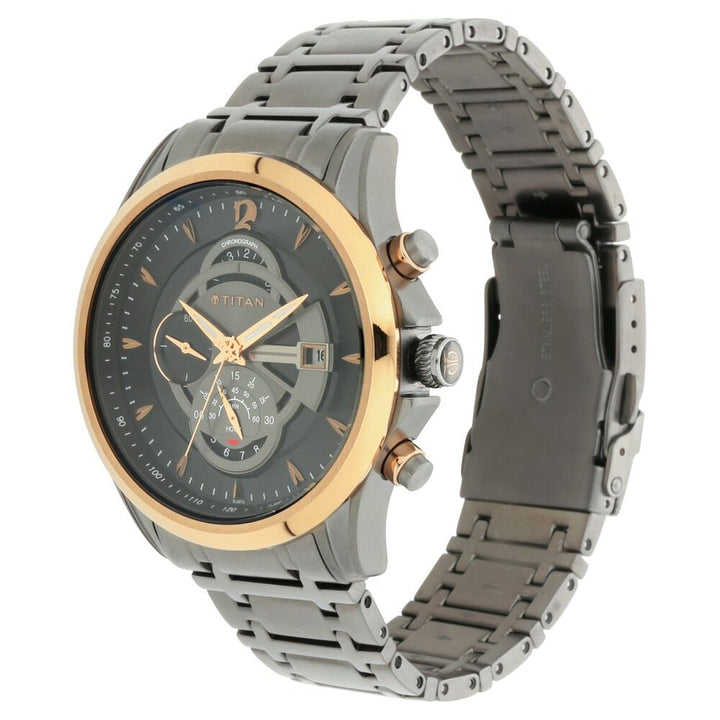 Titan Maritime Anthracite Chronograph Stainless Steel Strap watch for Men - The Watch Factory ®