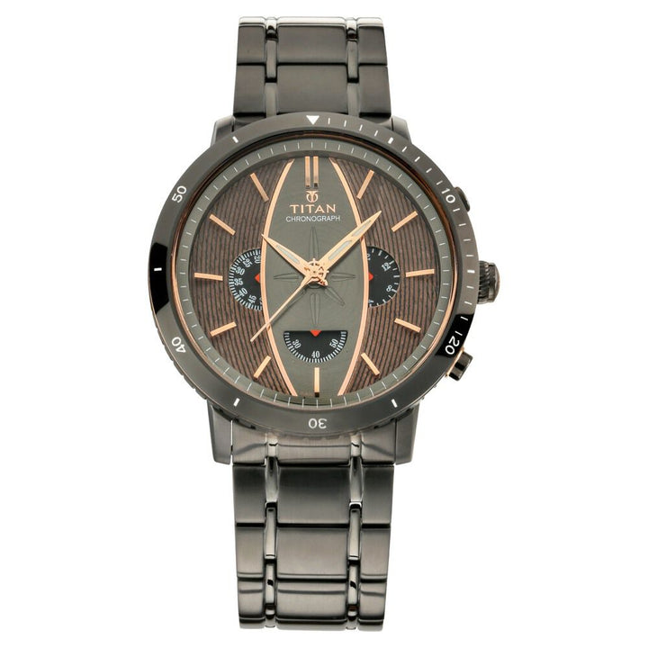 Titan Maritime Anthracite Dial Chronograph Stainless Steel Strap watch for Men NQ1832KM01