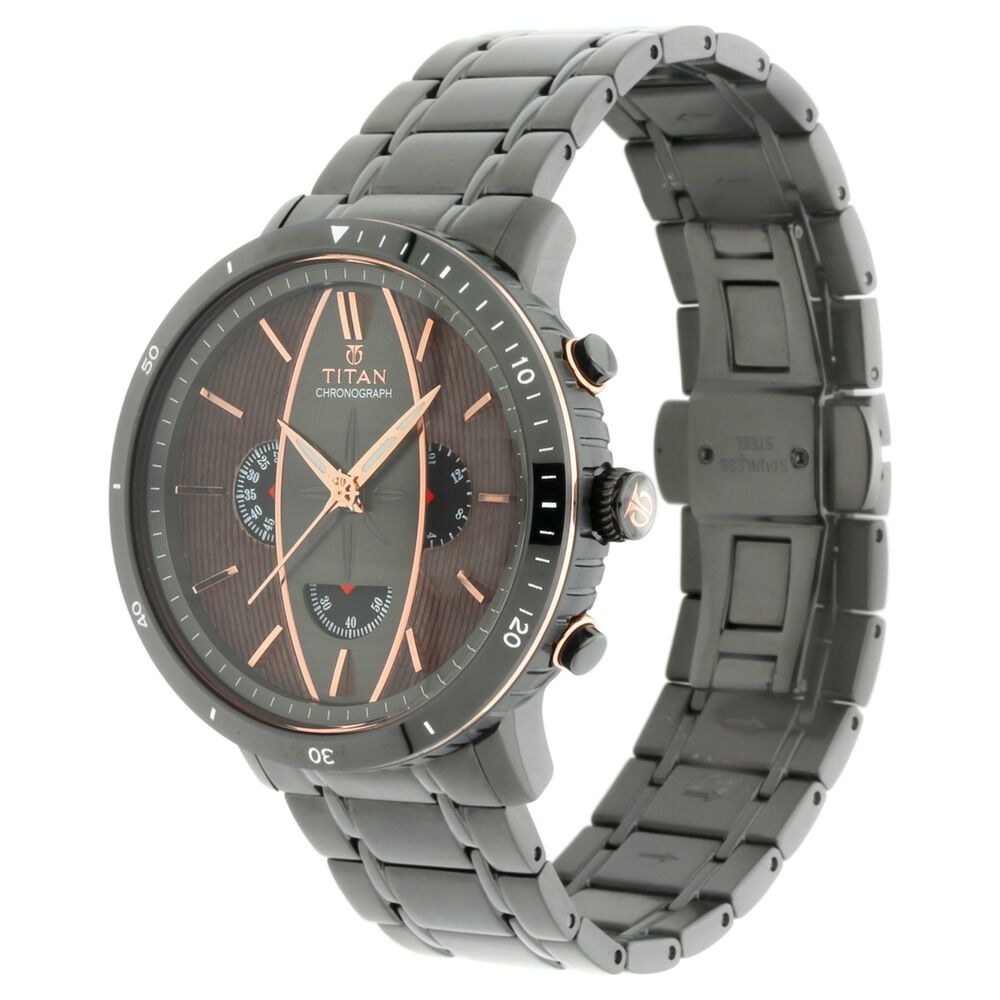 Titan Maritime Anthracite Dial Chronograph Stainless Steel Strap watch for Men NQ1832KM01
