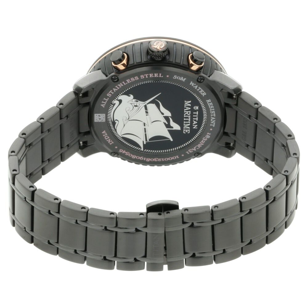 Titan Maritime Anthracite Dial Chronograph Stainless Steel Strap watch for Men NQ1832KM01