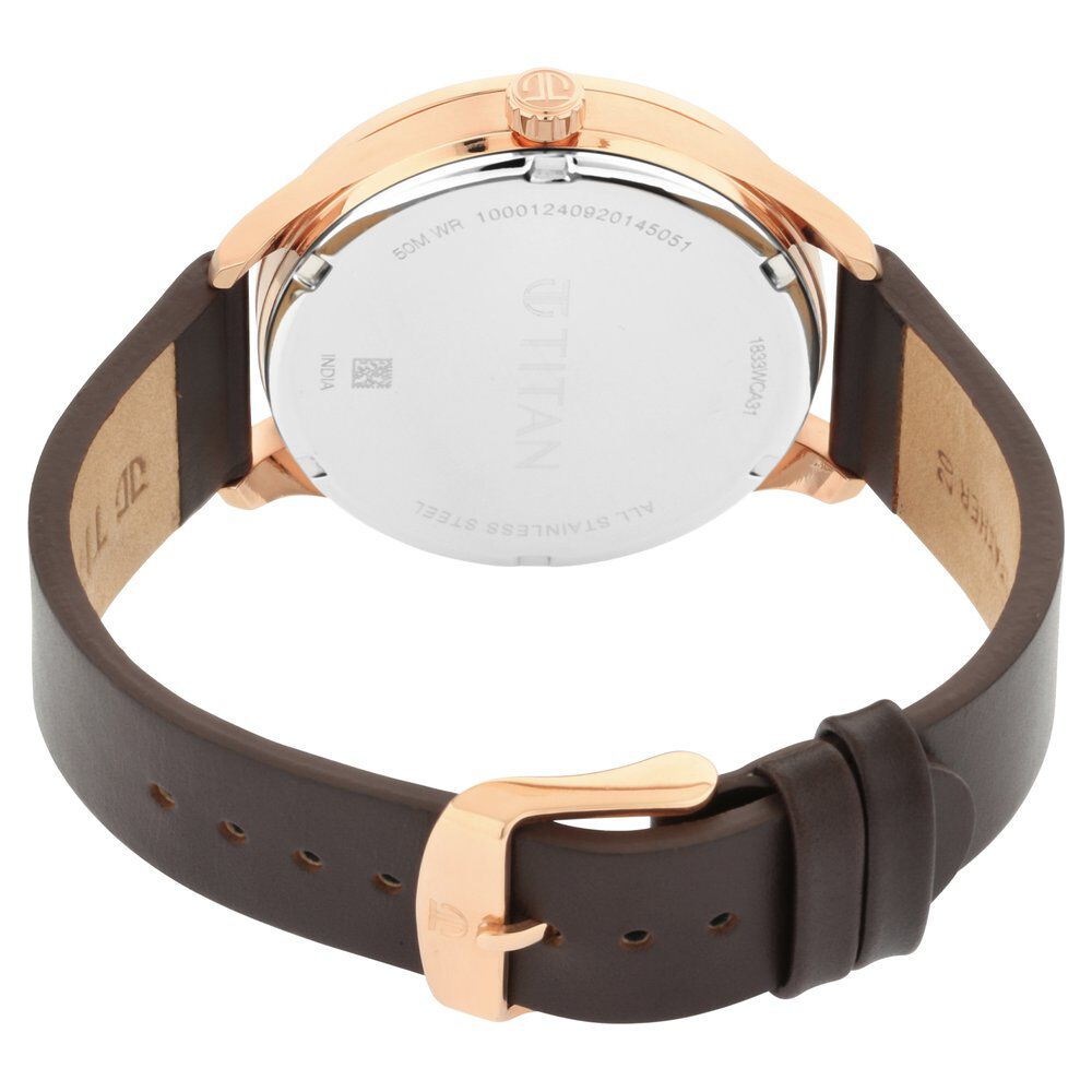 Titan Evoke Champagne Dial Analog with Day and Date Stainless Steel Strap watch for Men NS1833WL01