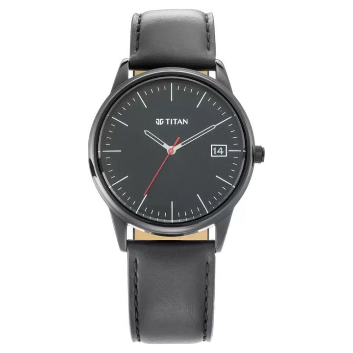 Titan Neo Black Dial Analog with Date Leather Strap Watch for Men-NN1836NL01