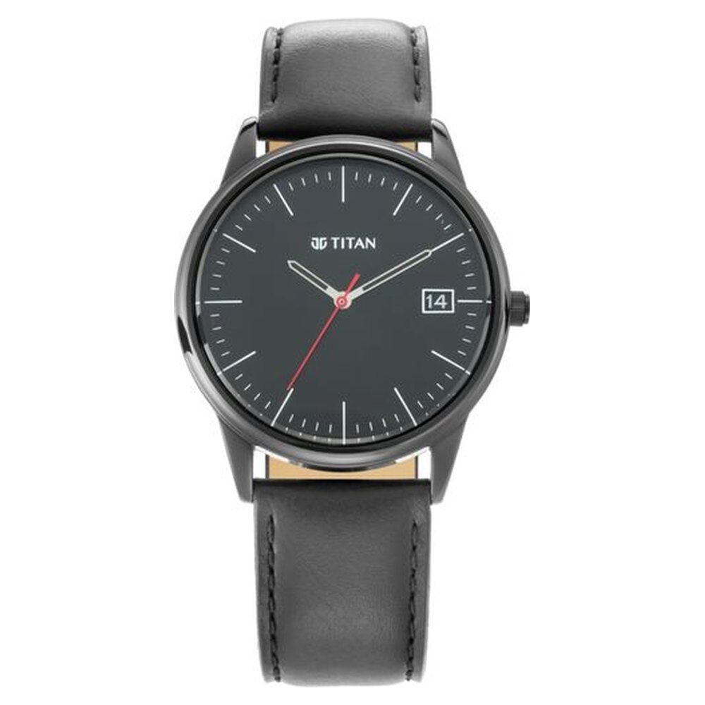 Titan Neo Black Dial Analog with Date Leather Strap Watch for Men-NN1836NL01