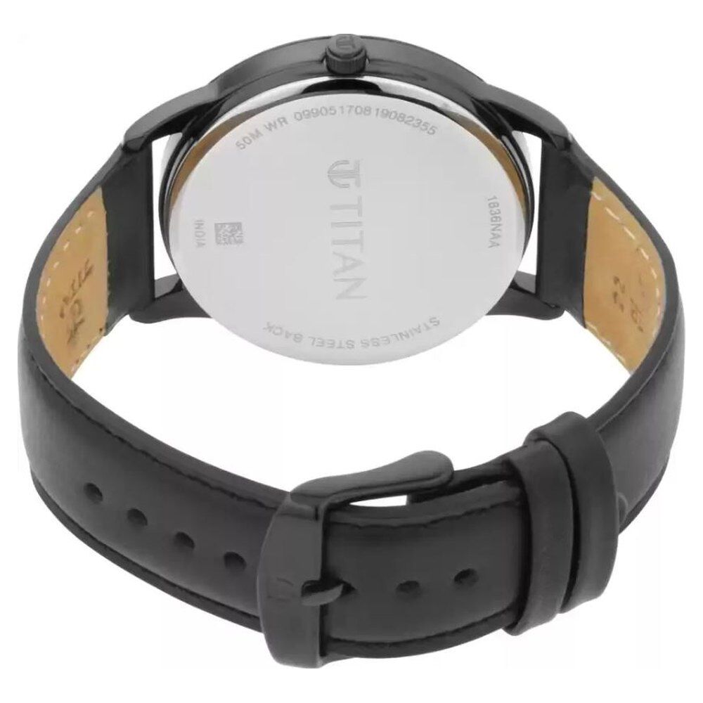 Titan Neo Black Dial Analog with Date Leather Strap Watch for Men-NN1836NL01