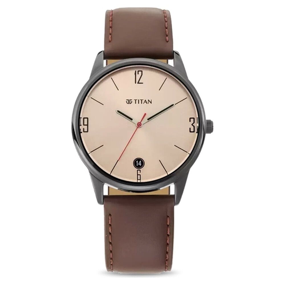 Titan Quartz Analog with Date Beige Dial Watch for Men-NN1836NL03