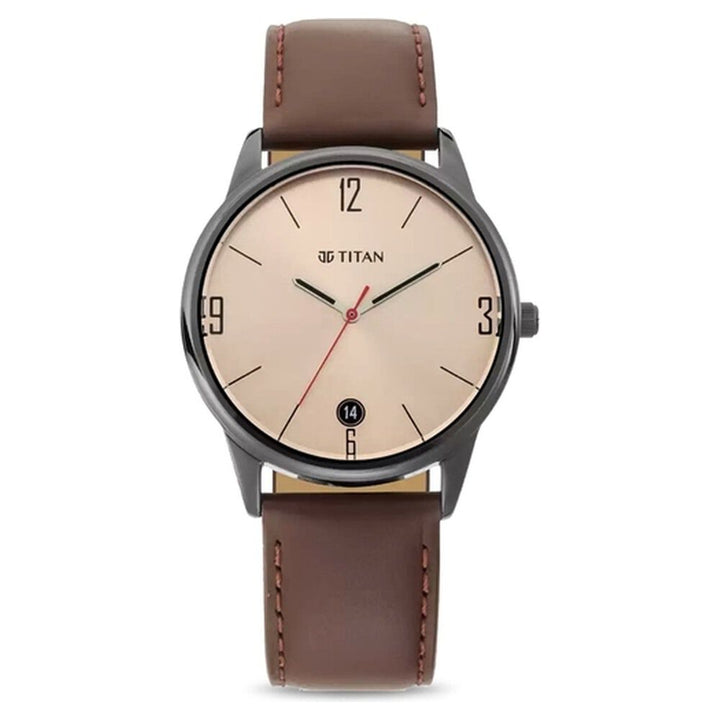 Titan Quartz Analog with Date Beige Dial Watch for Men-NN1836NL03