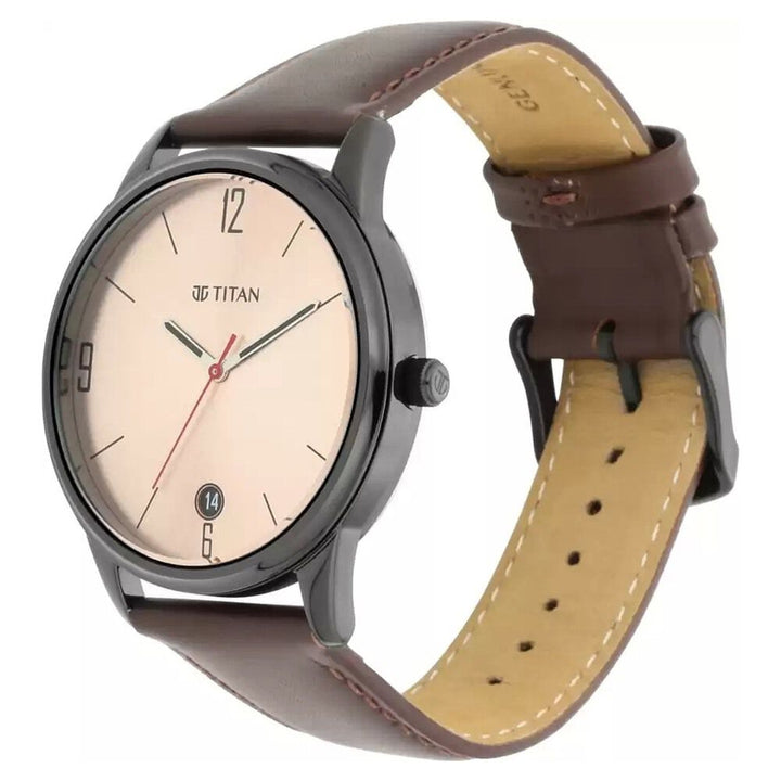 Titan Quartz Analog with Date Beige Dial Watch for Men-NN1836NL03