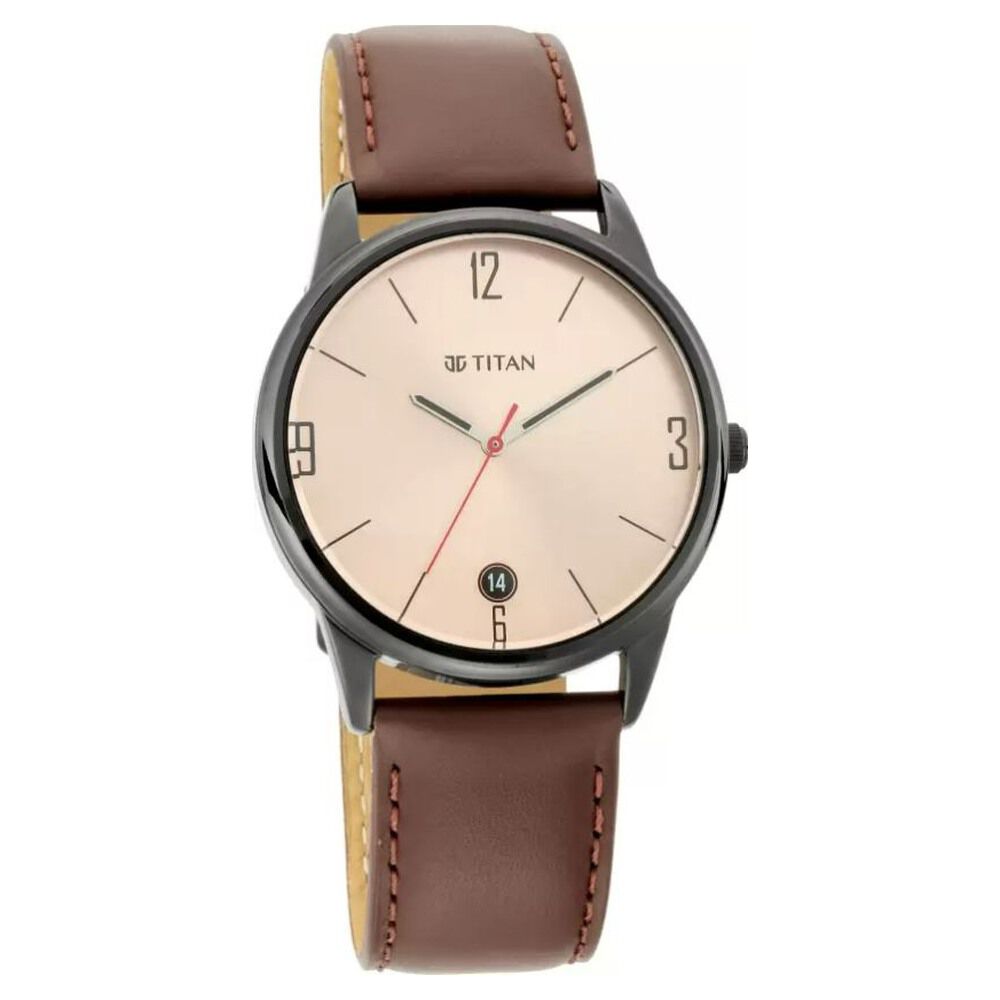 Titan Quartz Analog with Date Beige Dial Watch for Men-NN1836NL03