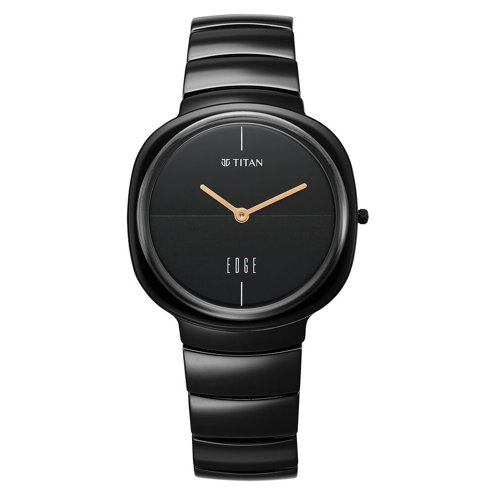 Titan Edge Squircle Quartz in Rich Black with Glossy Ceramic Unisex Watch - The Watch Factory ®