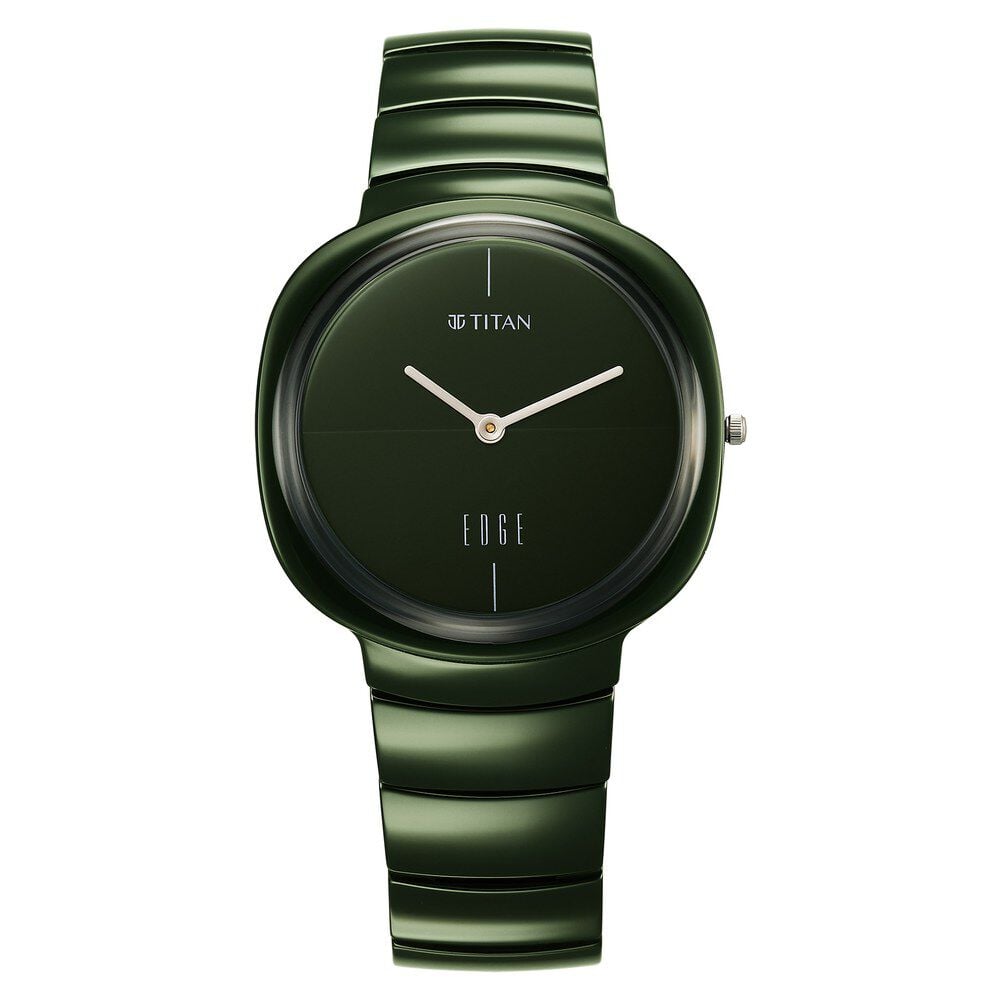 Titan Squircle Camo Quartz Analog Green Dial Ceramic Strap Watch For Unisex - The Watch Factory ®