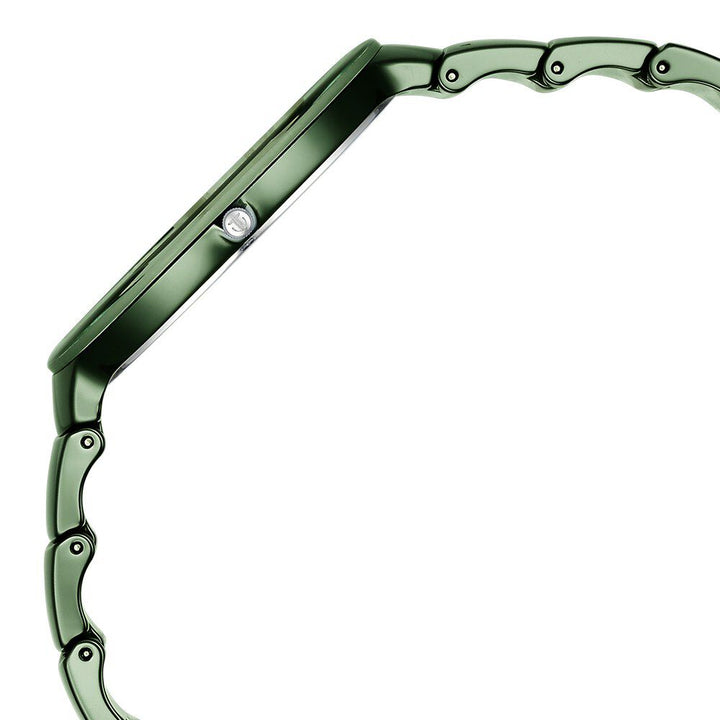 Titan Edge Squircle Camo Slim Ceramic Strap Green Dial Analog Unisex Watch 1841QC05