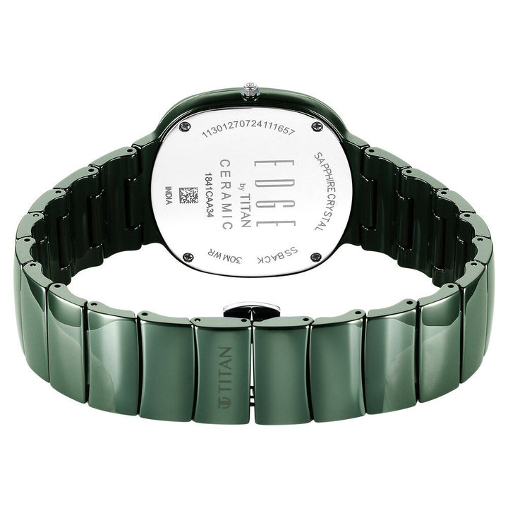 Titan Edge Squircle Camo Slim Ceramic Strap Green Dial Analog Unisex Watch 1841QC05