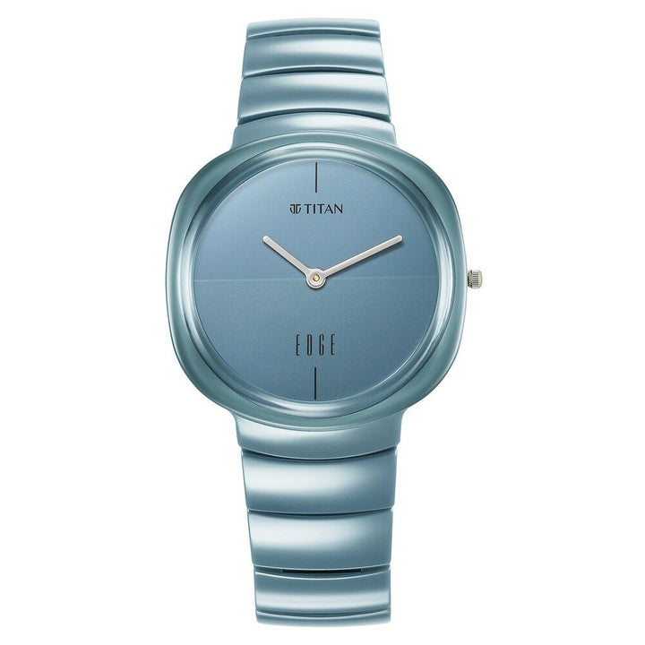 Titan Edge Squircle Camo Slim Ceramic Strap Blue Dial Analog Unisex Watch 1841QC07