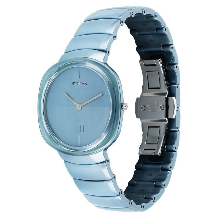 Titan Squircle Camo Quartz Analog Blue Dial Ceramic Strap Watch For Unisex - The Watch Factory ®