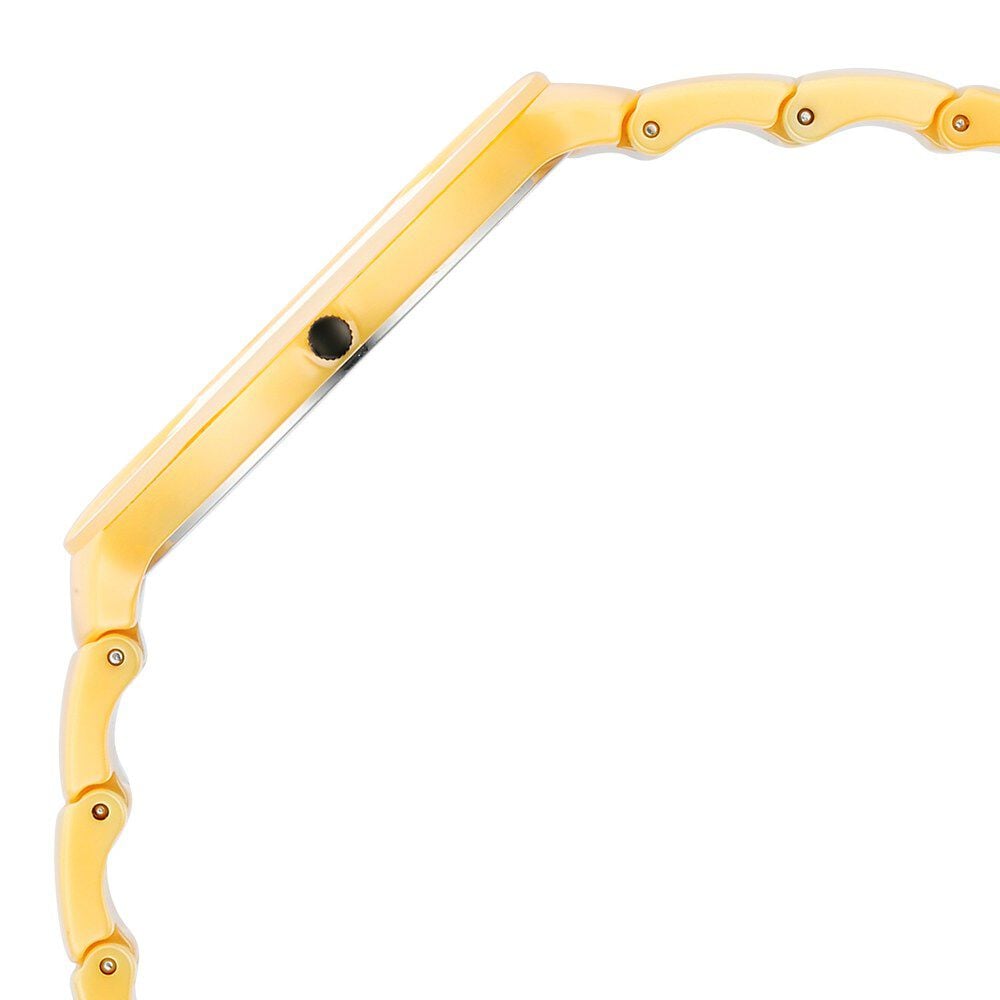 Titan Edge Squircle Slim Ceramic Strap Yellow Dial Analog Unisex Watch 1841QC08