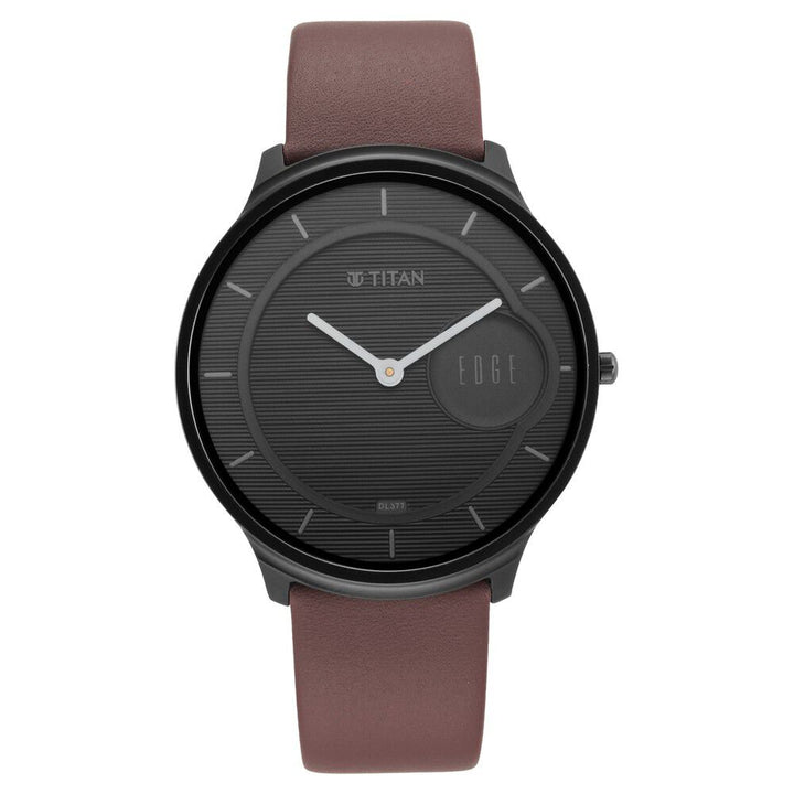 Titan Edge Baseline Black Dial Analog Leather Strap watch for Men - The Watch Factory ®