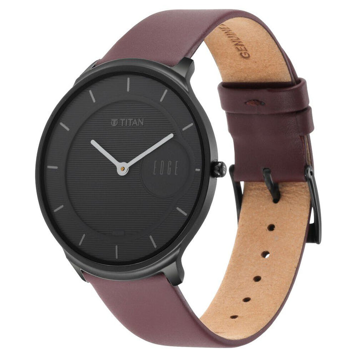 Titan Edge Baseline Black Dial Analog Leather Strap watch for Men - The Watch Factory ®