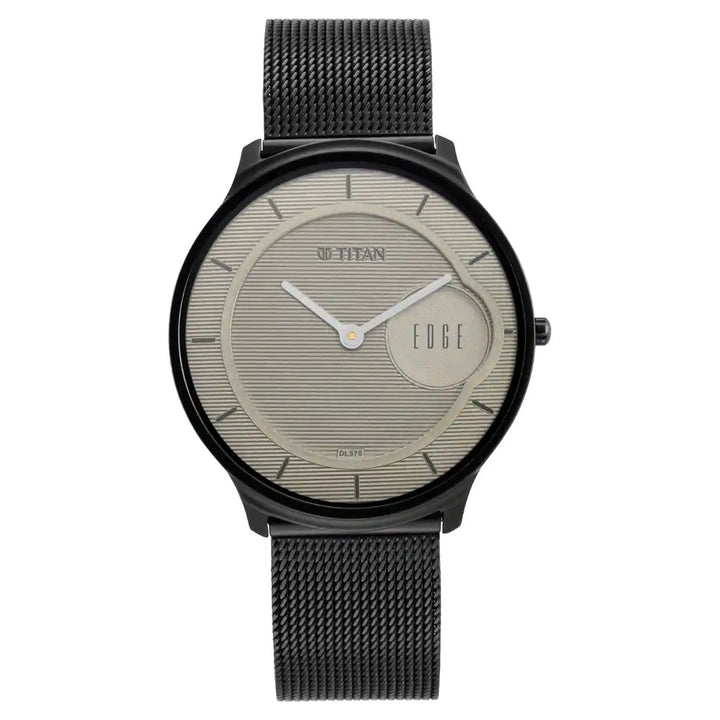 Titan Edge Baseline Watch with Beige Dial & Black Stainless Steel Strap 1843NM01 / NS1843NM01