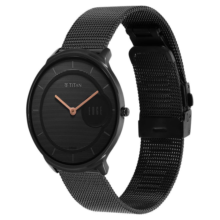 Titan Edge Baseline Black Dial Analog Stainless Steel Strap Watch for Men - The Watch Factory ®