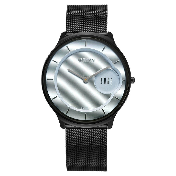 Titan Edge Murals Quartz Analog Grey Dial Stainless Steel Strap Watch For Men-1843NM04