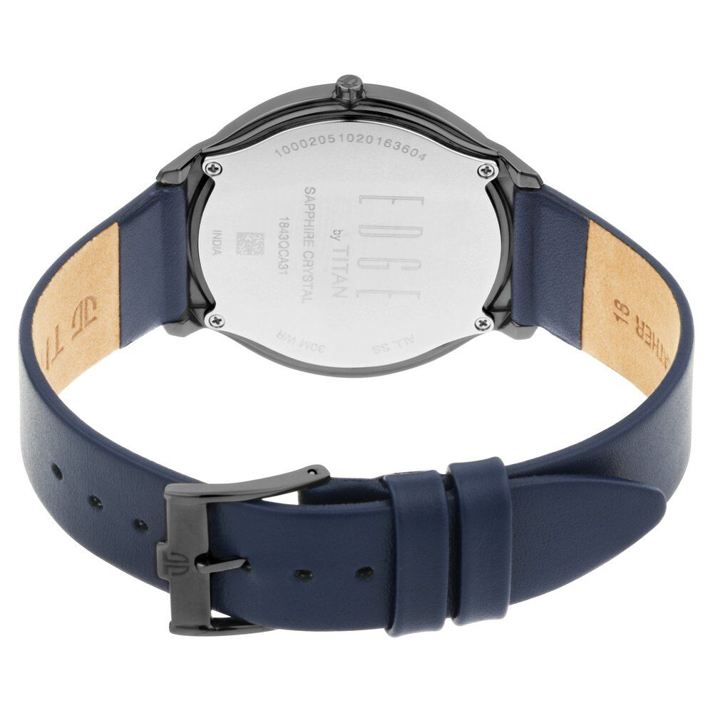 Titan Quartz Analog Blue Dial Leather Strap Watch for Men NS1843QL01