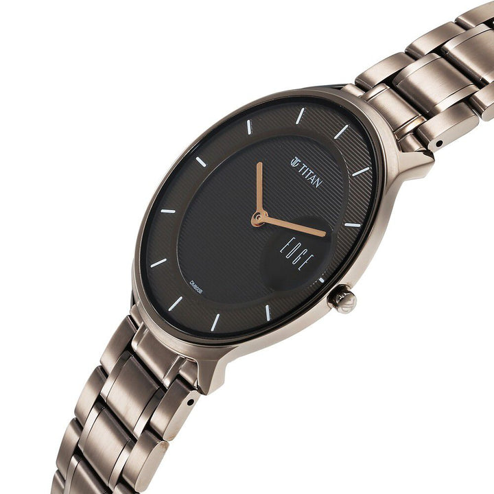 Titan Edge Baseline Brown Dial Analog Stainless Steel Strap watch for Men - The Watch Factory ®