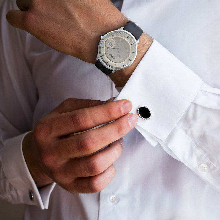 Titan Edge Slim Leather Strap Grey Dial Analog Watch for Men NS1843SL01