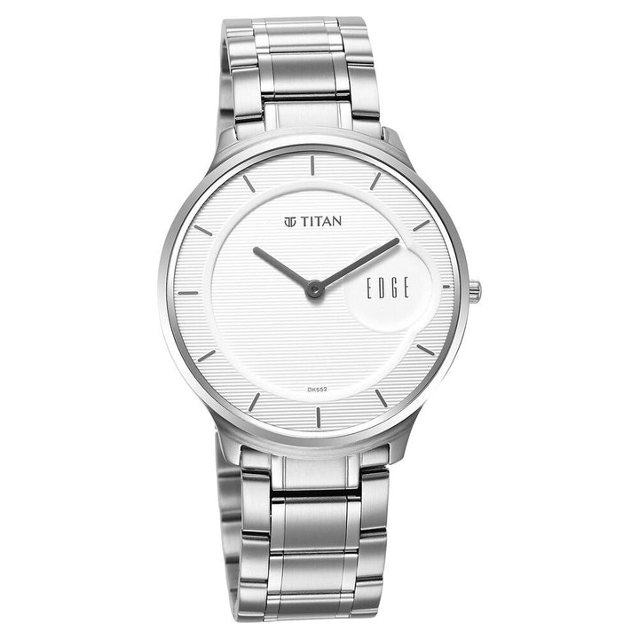 Titan Edge Metal Silver Dial Stainless Steel Strap Watch for Men-NT1843SM02