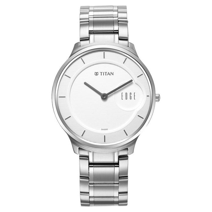 Titan Edge Metal Silver Dial Stainless Steel Strap Watch for Men-NT1843SM02