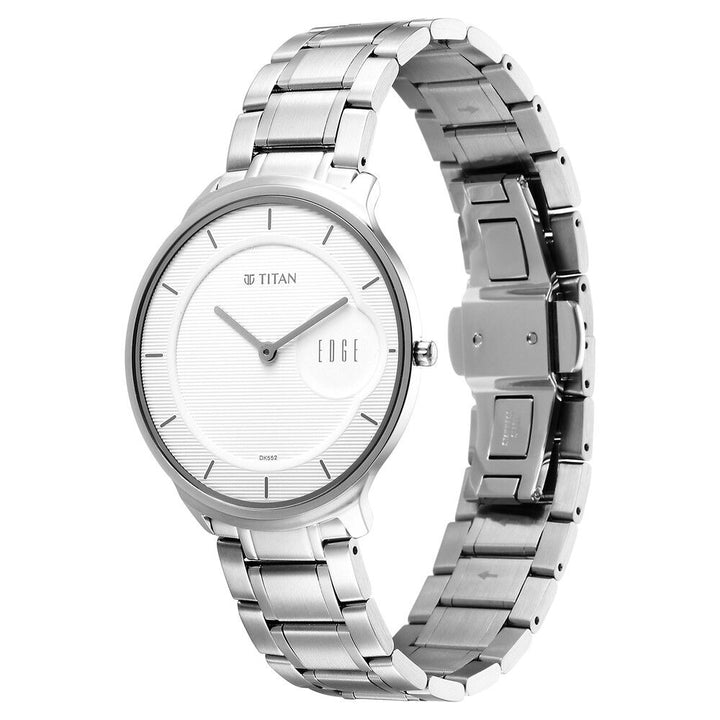 Titan Edge Metal Silver Dial Stainless Steel Strap Watch for Men-NT1843SM02