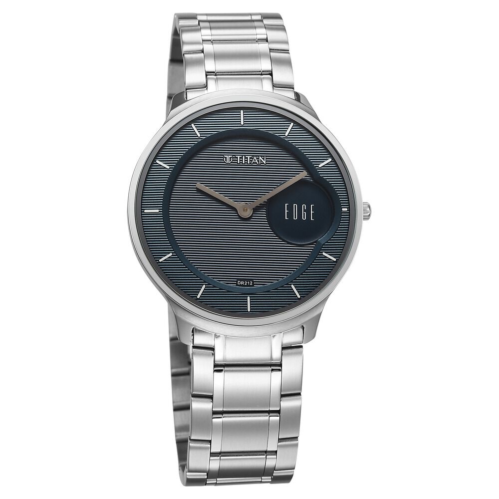 Titan Edge Murals Quartz Analog Blue Dial Stainless Steel Strap Watch For Men-1843SM03