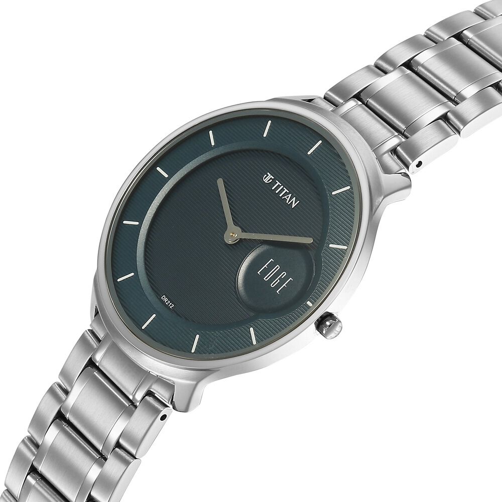 Titan Edge Murals Quartz Analog Blue Dial Stainless Steel Strap Watch For Men-1843SM03