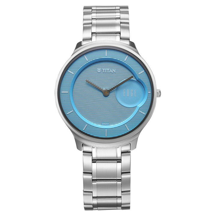 Titan Edge Murals Quartz Analog Blue Dial Stainless Steel Strap Watch For Men-1843SM04