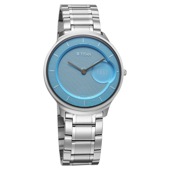 Titan Edge Murals Quartz Analog Blue Dial Stainless Steel Strap Watch For Men-1843SM04