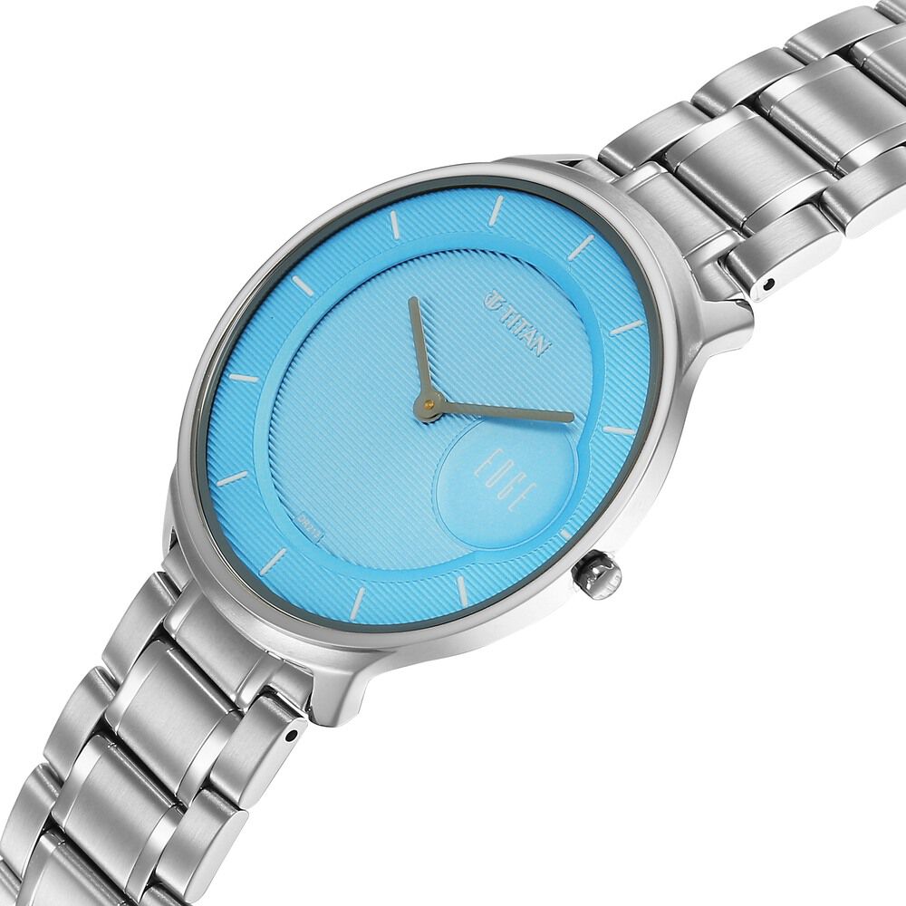 Titan Edge Murals Quartz Analog Blue Dial Stainless Steel Strap Watch For Men-1843SM04
